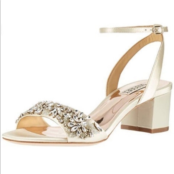 Badgley Mischka Shoes - Badgley Mischka Women's Ivanna Heeled Sandal Jeweled Beige Size 9